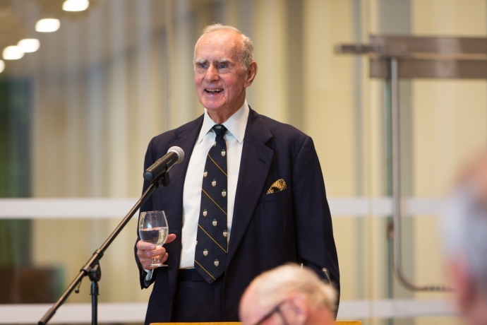 Hal Jackman speaking at the podium