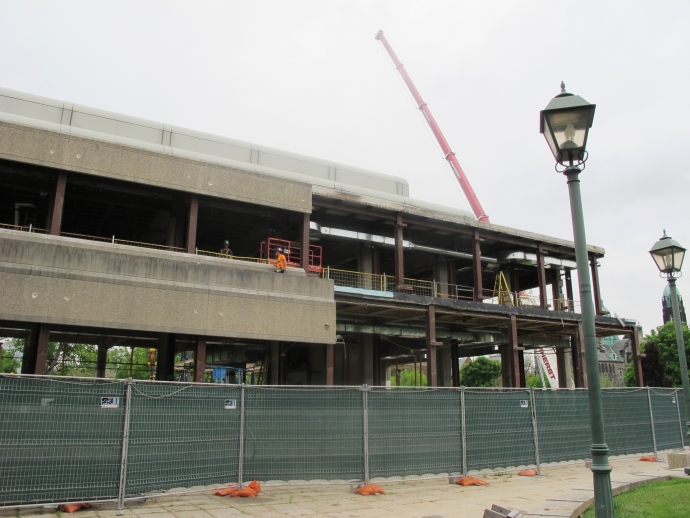 west side of former law library with exterior concrete removed