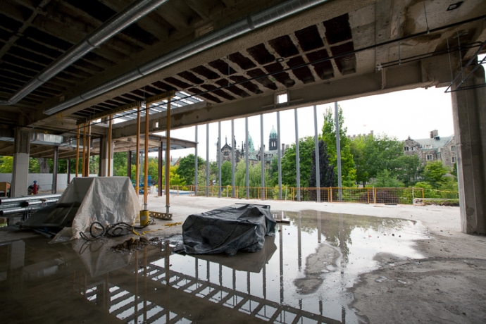 View to Trinity College through steel framing