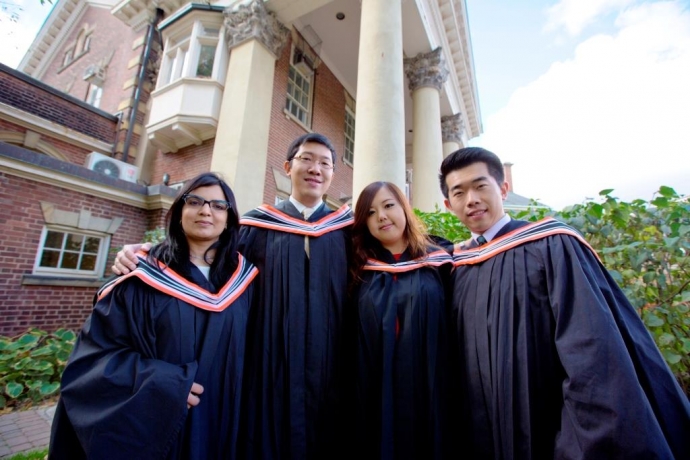 From left: GPLLM graduates Rubal Bhadu, Tisnai Thaitham, Simmy Yu and Ji Wei Shao.