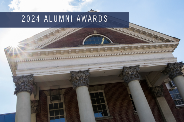 Front of Flavelle House with '2024 ALUMNI AWARDS' on the top left