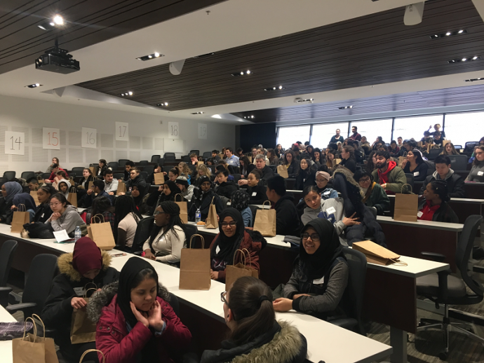 Students fill up the Moot Court Room as part of See Yourself Here