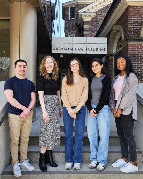 Image of UTSLA recipients. Left to right: Jarren Ferr, Madeline Schneider, Isabel Brisson, Manreet Brar and Keria Carter