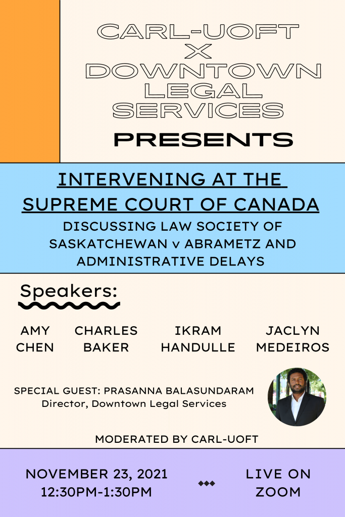 Intervening at the Supreme Court of Canada - CARL-UofT and Downtown Legal Services Event